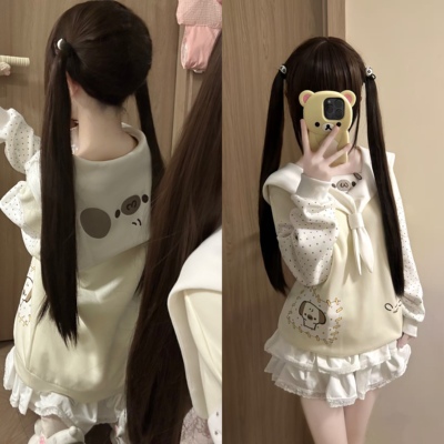 Blurredbear原创日系软妹宅萌可爱软妹狗狗海军领卫衣秋冬外套