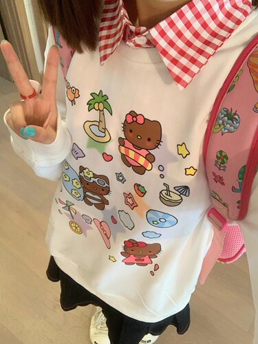 宽松情侣小个子圆领上衣女