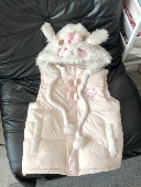 Blurred bear原创日系软妹可爱猫咪刺绣加厚保暖棉服马甲外套女