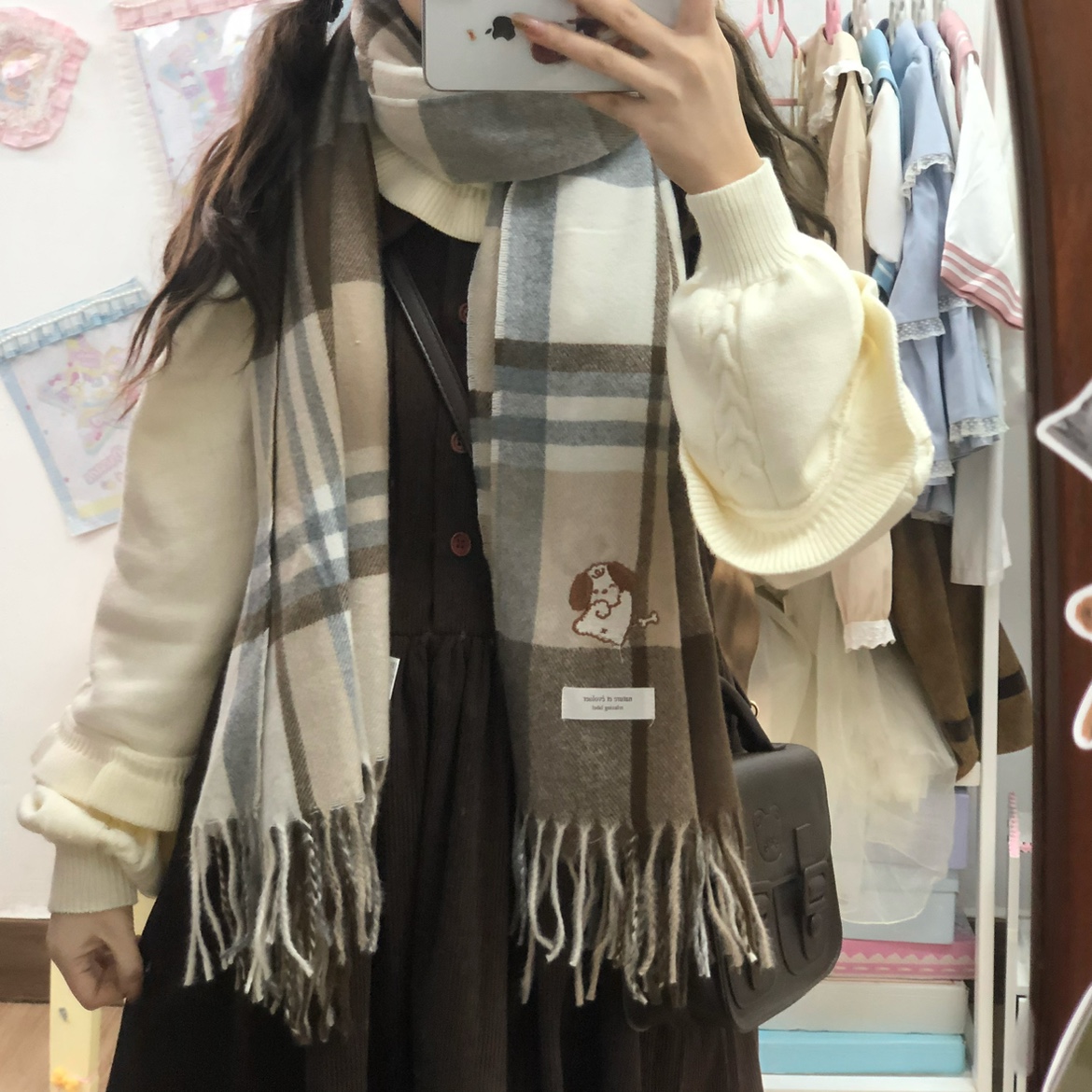 格子围巾学生闺蜜情侣礼物围脖女