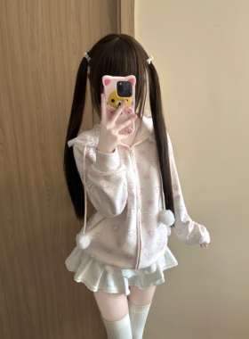 Bblurredbear原创日系软妹宅萌可爱软妹兔熊卫衣秋冬连帽外套