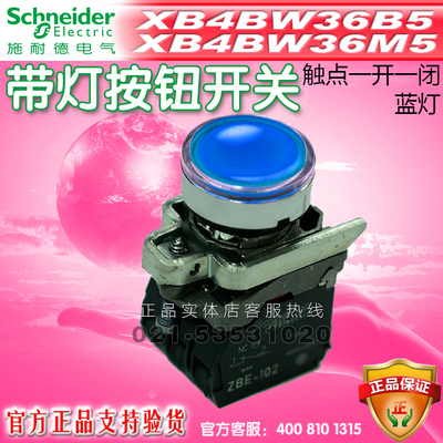 施耐德 进口 带灯按钮开关 XB4BW36B5 XB4W36M5