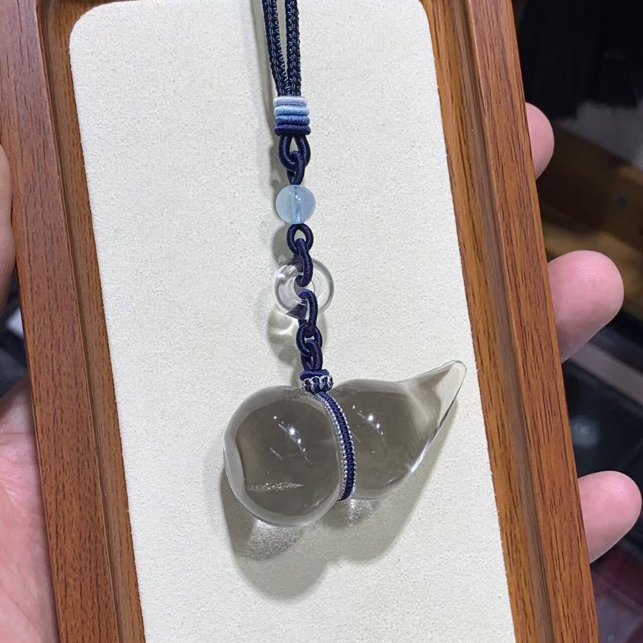 白水晶葫芦汽车挂件 全净体水晶福禄平安车内挂饰 芳居家车挂送礼