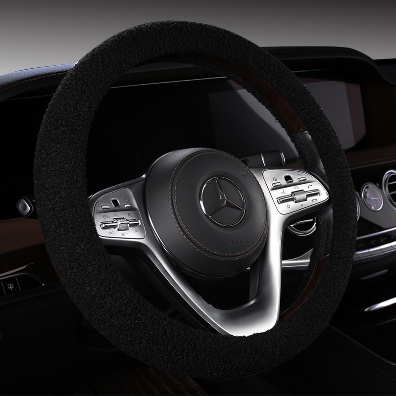 大众19款新朗逸捷达速腾polo高尔夫7宝来方向盘套d型女 冬季可爱