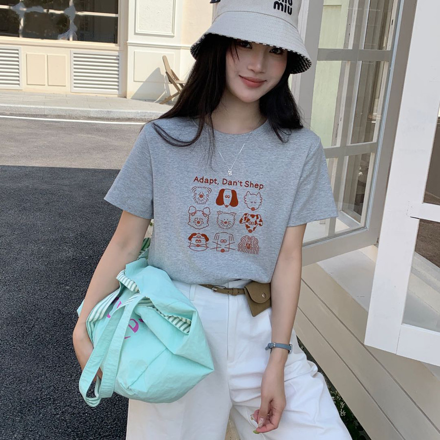 买手严选-泡菜馆-26年夏上新慵懒风百搭卡通短袖T恤62502