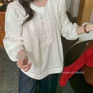 SUSAN-26年早春上新韩系气质重工花边小衫TW872