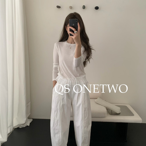 QS ONETWO-软糯轻肤质感长袖T恤（含17.1羊毛）(尺寸仅供参考)201
