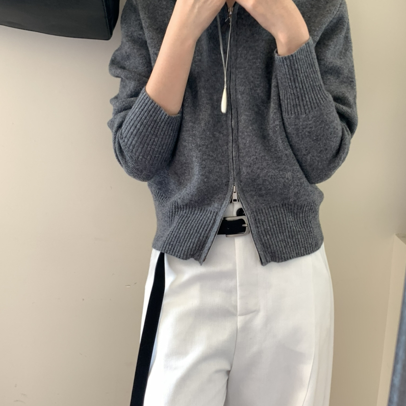 CHILLING24丘林秋上新连帽拉链纯色针织开衫（含30羊毛）33BS527