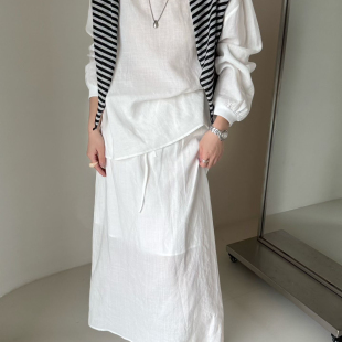 配披肩 Hand 百搭半身裙两件套套装 钱风慵懒亚麻小衫 6083 made