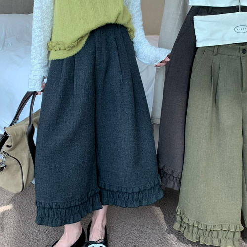 SUSAN-新晋补单王韩系木耳边毛呢遮胯藏肉温柔百搭休闲裤TC692