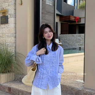 SUSAN-春上新韩里韩气～韩系宽松通勤条纹小衫(配发圈)MT081