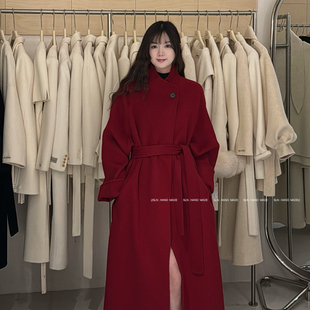 SLN-荐气质简约一粒扣长款羊毛外套(配腰带)（含100羊毛）717802-