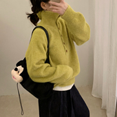 Find L6101 含8羊毛 Time 价比两穿高领半纽扣花线百搭保暖毛衣