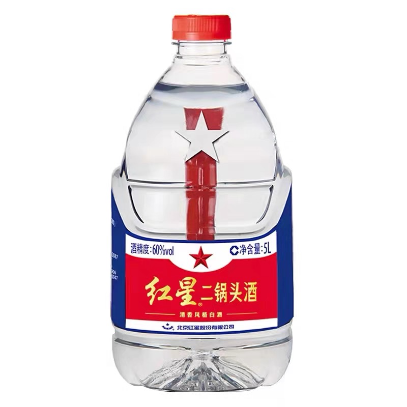 红星二锅头高度调香白酒桶装60度5000ml（5L）1桶装泡药清香型