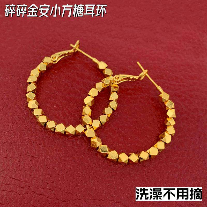 个性越南沙金女方糖耳环不掉色