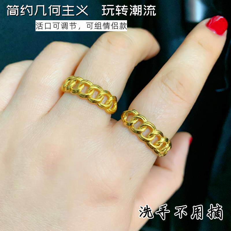 男女越南沙金简约个性戒指不掉色