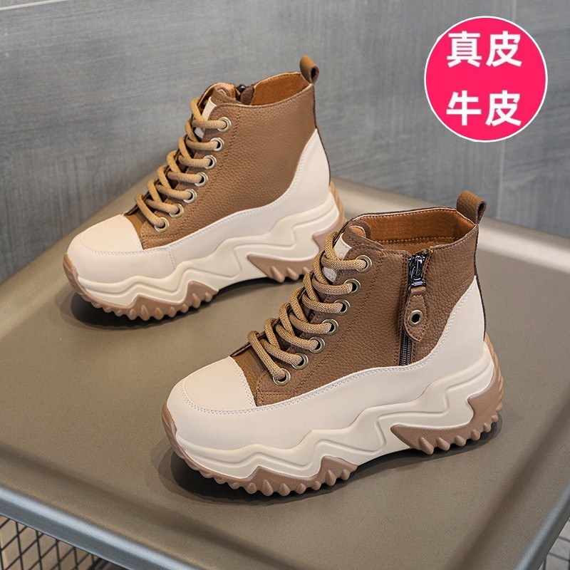 官网正品迈耐克斯厚底显瘦轻便加绒高帮女鞋2025新款内增高休闲鞋