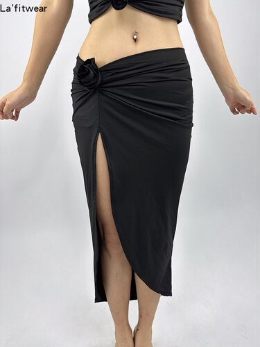 lafitwear欧美扭结立体花朵半裙
