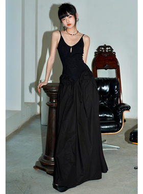 坏品味西部 新中式刺绣收腰立裁连衣裙小众吊带裙