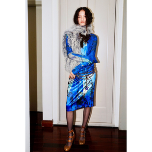 坏品味西部 众设计复古原创印花拼接牛仔短款半身裙