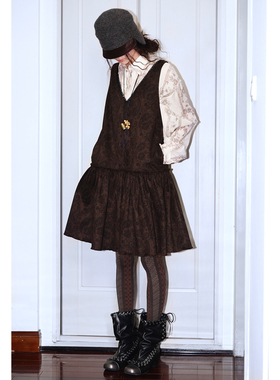 坏品味西部 复古小众麂皮绒蕾丝宽松无袖连衣裙背心裙