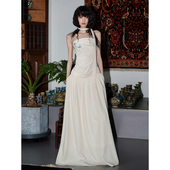 刺绣抹胸假两件连衣裙送脖绳 重工新中式 徐娇同款 坏品味西部