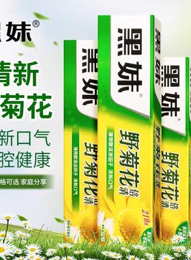 正品黑妹天然野菊花牙膏50g/105g/160g/210g清新菊花香型清新口气