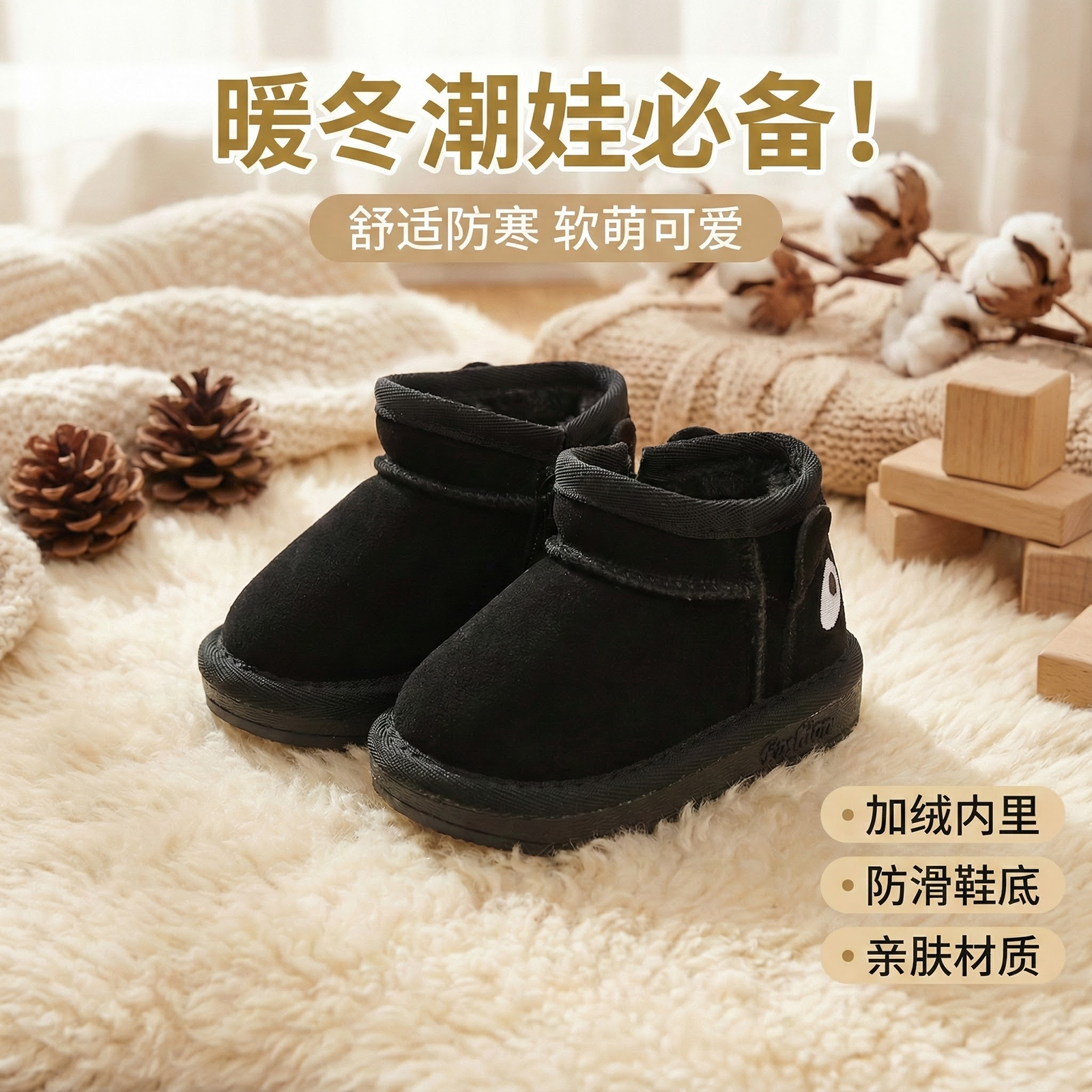 熊猫后跟宝宝冬季新款皮靴男童女童加厚棉靴婴儿鞋加绒保暖小皮靴,童鞋/婴儿鞋/亲子鞋,皮靴,淘宝优惠券,粉丝福利购,淘宝优惠卷