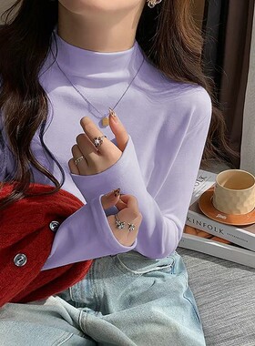 奶油风半高领德绒打底衫女秋冬2026新款长袖内搭叠穿保暖减龄上衣