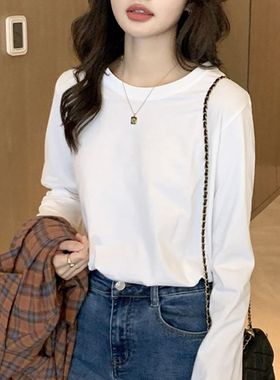 韩版宽松打底衫长袖T恤女2026新款春秋季内搭圆领通勤基础款上衣