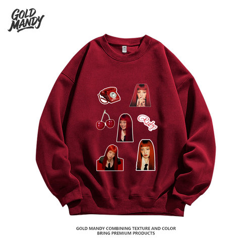 Kpop粉丝Idol周边Blackpink应援Jennie重磅纯棉长袖卫衣男女同款