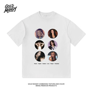 韩女团爱豆照片Katseye粉丝应援周边重磅纯棉T恤半袖杉情侣男女款