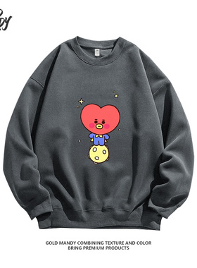 BTS防弹少年团V卡通爱豆粉丝应援周边重磅纯棉长袖卫衣服男女同款