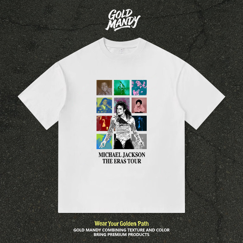 迈克尔杰克逊生涯拼图写真MJ传奇流行纯棉T恤半袖杉情侣男女同款