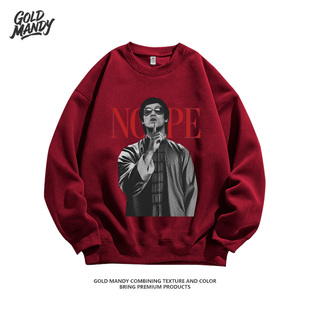 李小龙 ins复古潮牌重磅纯棉印花高街重磅纯棉卫衣服男女款套头衫