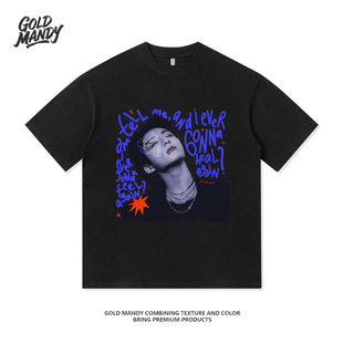 田柾国BTS粉丝应援周边街头涂鸦风重磅纯棉T恤半袖杉情侣男女同款