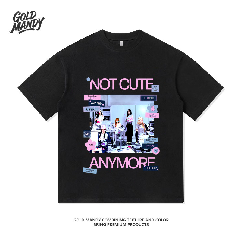 ILLIT粉丝NotCuteAnyMore应援周边重磅纯棉T恤半袖杉情侣男女同款,男装,T恤,淘宝优惠券,粉丝福利购,淘宝优惠卷