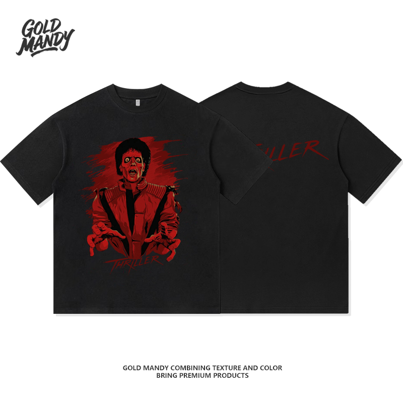 MJ迈克尔杰克逊印花美式重磅纯棉T恤衫半袖高街设计流行男女同款