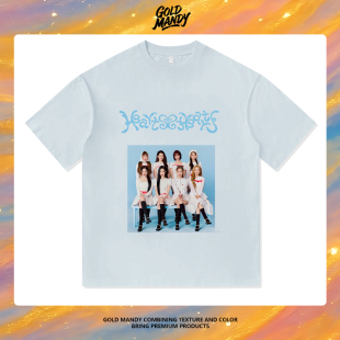 H2H韩团hearts2H淡蓝写真粉丝应援周边重磅纯棉T恤半袖杉情侣男女