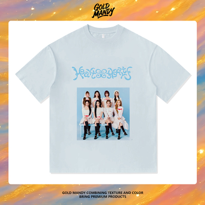 H2H韩团hearts2H淡蓝写真粉丝应援周边重磅纯棉T恤半袖杉情侣男女