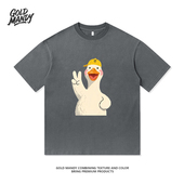 杉情侣男女同款 可爱鸭鸭棒球帽百搭小众卡通个性 重磅纯棉T恤半袖