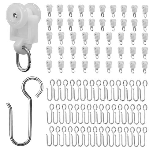 窗帘轨道滑轮S钩挂钩配件导轨辅料滚轮直轨滑轨轮弯轨走轮子