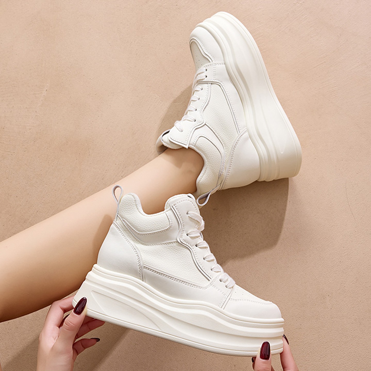 官网迈耐克斯厚底内增高女鞋2025新款软底不累脚小个子轻便休闲鞋