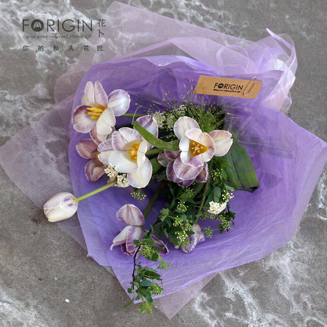 花卜紫郁金香女神节唯美花束伴手
