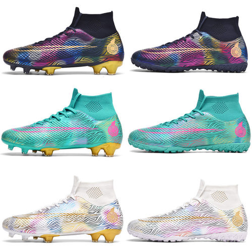 跨境 新款足球鞋男女学生AG长钉C罗梅西TF碎钉专业比赛训练鞋