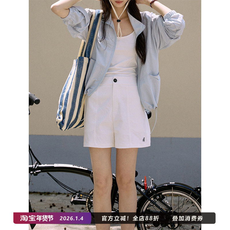 Jicouture半松紧棉麻刺绣百搭短裤女夏季直筒弹力显瘦高腰休闲裤,女装/女士精品,休闲裤,淘宝优惠券,粉丝福利购,淘宝优惠卷