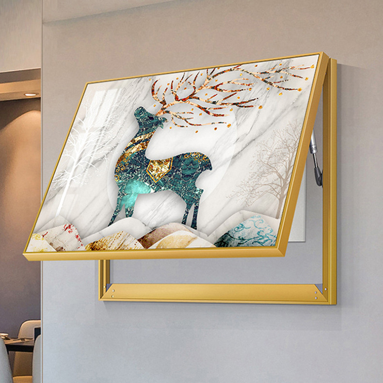 轻奢福禄电表箱装饰画现代餐厅背景墙配电箱开关遮挡多媒体盒挂画