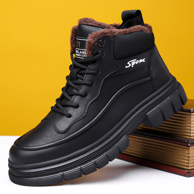 跨境高帮马丁靴冬季款男士加绒户外工装鞋百搭厚底加厚保暖短棉鞋