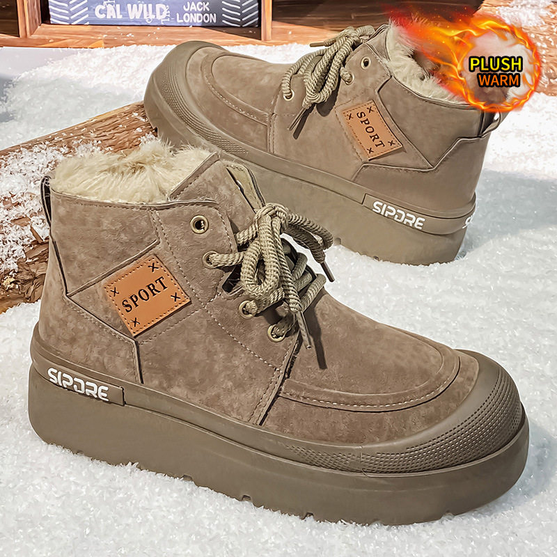 马丁靴男款冬季新款保暖加绒加厚情侣潮流厚底增高东北户外棉鞋男
