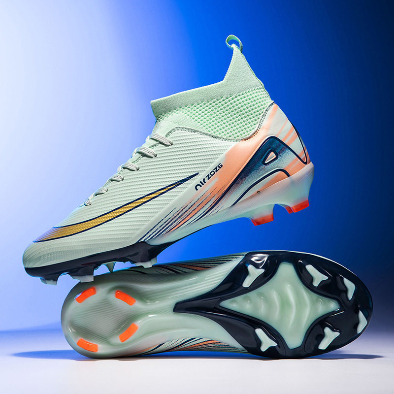 跨境新款C罗世界杯刺15儿童足球鞋男高帮学生长钉碎钉比赛运动鞋